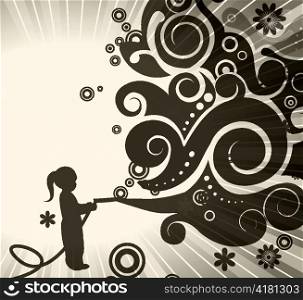 vector abstract background with girl