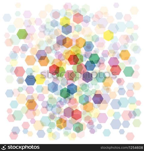 Vector abstract background with hexagons, blurry light effect