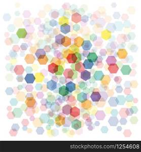 Vector abstract background with hexagons, blurry light effect