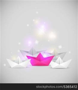 Vector abstract background with paper boats