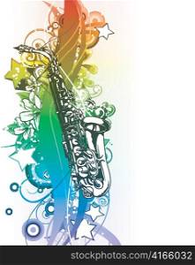 vector abstract background with saxophone