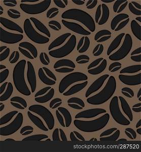 vector abstract background with seamless coffee bean pattern. roasted coffee beans drawing illustration