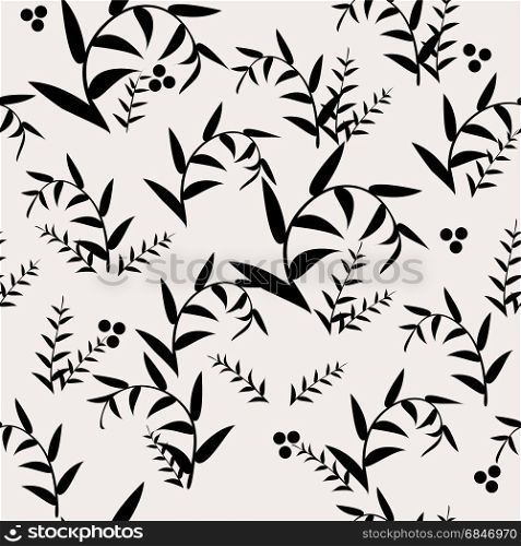 Vector abstract background with seamless leaves pattern