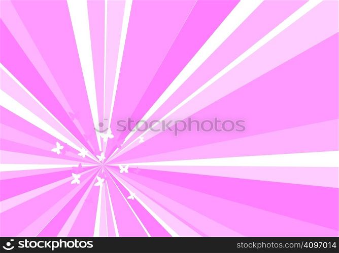 vector abstract background with sunburst and butterflies