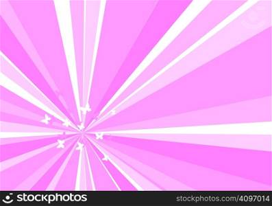 vector abstract background with sunburst and butterflies
