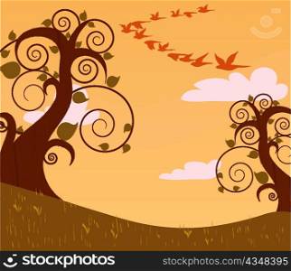 vector abstract background with trees