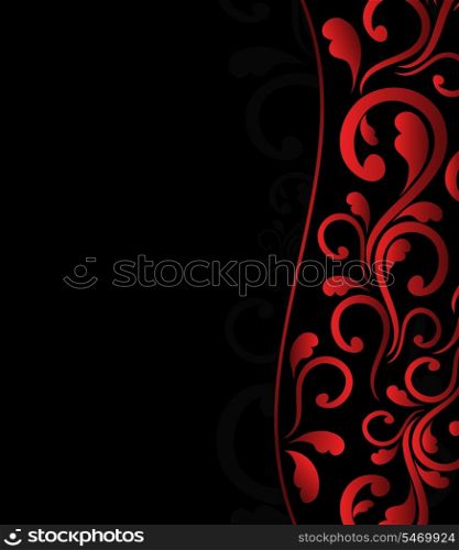 Vector abstract background with wave and floral ornament