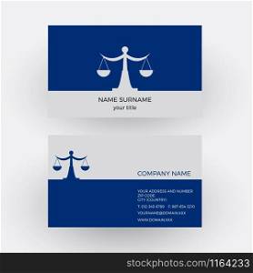 Vector abstract balance and libra. Lawyer business card
