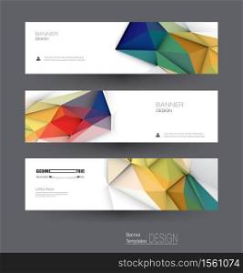 Vector abstract banners set with polygonal, Geometric, Triangle pattern shape. Abstract polygonal ( low poly ) with blank space. Polygon vector background for web banner template or brochure