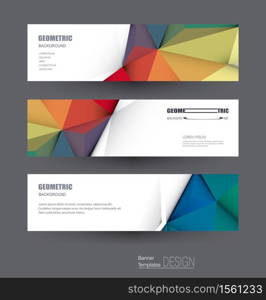 Vector abstract banners set with polygonal, Geometric, Triangle pattern shape. Abstract polygonal ( low poly ) with blank space. Polygon vector background for web banner template or brochure