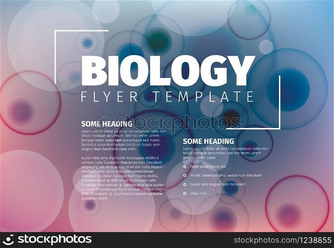 Vector Abstract biology flyer template with moleculs and virus. Vector Abstract biology flyer template