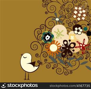 vector abstract bird with floral