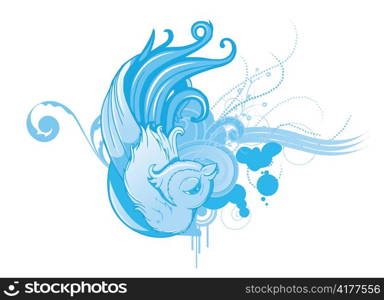 vector abstract bird with floral