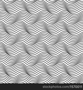 Vector abstract black lines pattern. Waves background with distortion effect. Optical illusion. Waves background with distortion effect