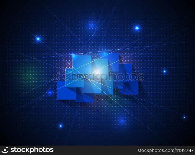 Vector abstract blue background with lines and rectangles.