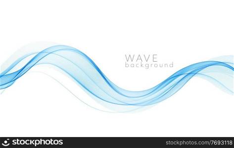 Vector abstract blue colorful smoke flowing wave lines isolated on white background. Transparent design element for technology, science, healthy modern concept.. Vector abstract colorful flowing wave lines isolated on white background. Design element for technology, science, modern concept.
