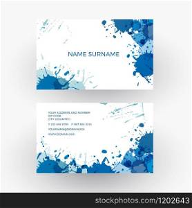 Vector abstract blue splash, concept of painter. Business card