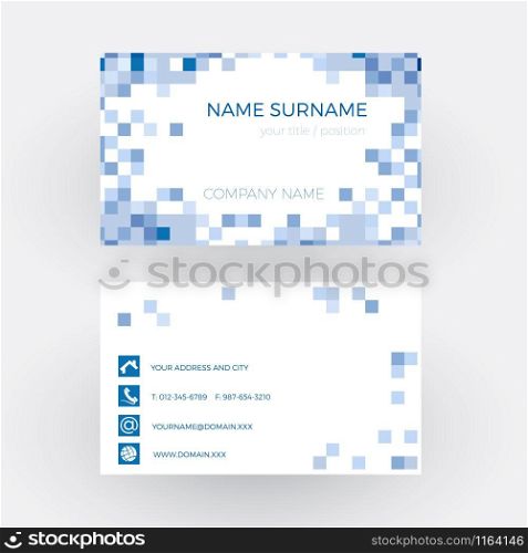 Vector Abstract Blue Squares Business card