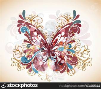 vector abstract butterfly with swirls