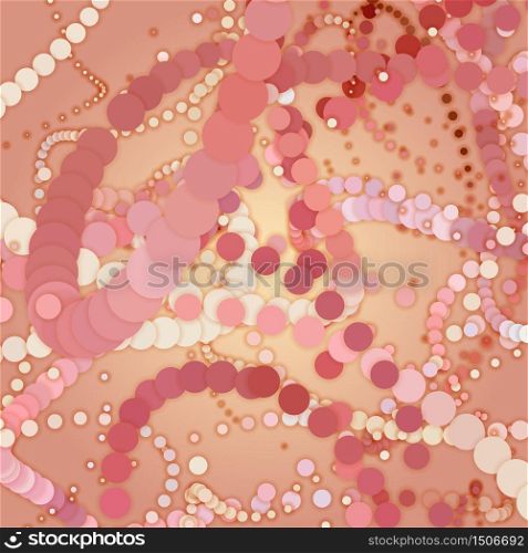 Vector abstract chains of colorful circles with soft shadow. Abstract background. Paper cut pieces. Tentacles.
