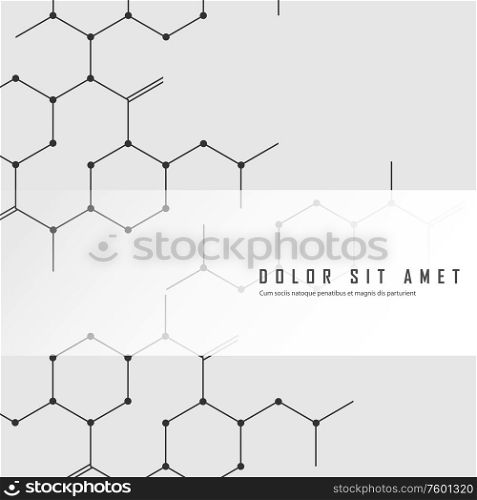 Vector abstract chemical structure with hexagon and points and lines