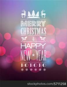 Vector Abstract Christmas light background with retro typography