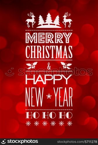 Vector Abstract Christmas light background with retro typography