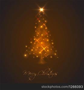 Vector Abstract Christmas tree made of light and sparkles