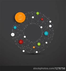 Vector abstract circles illustration / infographic network template with place for your content - dark version