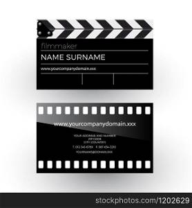 Vector abstract clapperboard and movie film, filmmaker concept. Business card