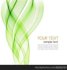 Vector Abstract color curved lines background. Template brochure design. Smoke lines. Abstract vector background, green transparent waved lines for brochure, website, flyer design. Green smoke wave. Green wavy background