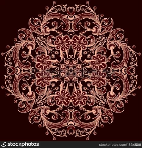 Vector abstract color decorative floral ethnic ornamental illustration.. Vector decorative floral ethnic illustration.
