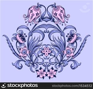 Vector abstract color decorative floral ethnic ornamental illustration.. Vector decorative floral ethnic illustration.