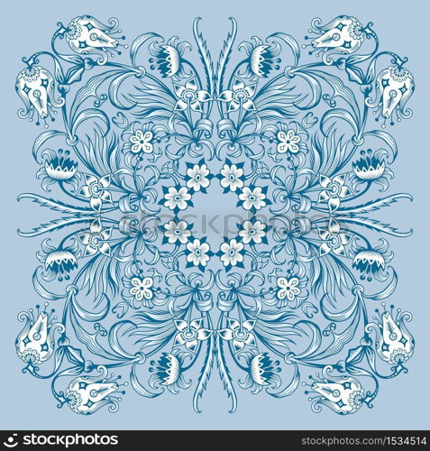 Vector abstract color decorative floral ethnic ornamental illustration.. Vector decorative floral ethnic illustration.