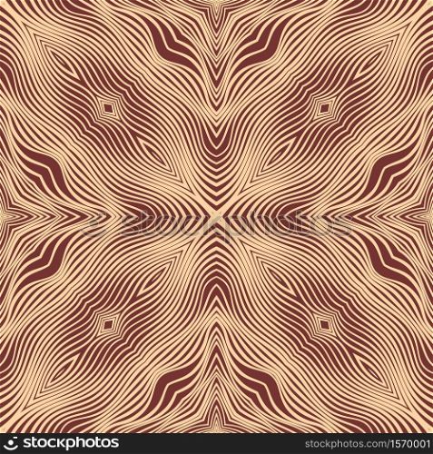 Vector abstract color lines pattern. Waves background with distortion effect. Optical illusion.. Abstract vintage ornamental patch seamless pattern