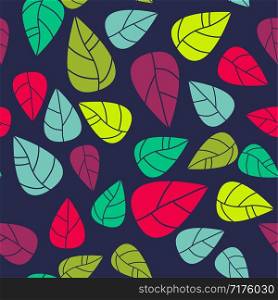 vector abstract colorful background with seamless leaves pattern