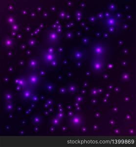 Vector abstract concept design dark background, colored in shades of blue, pink and violet. Stars and lights on black sky. Vector hi-tech concept against dark background, colored in shades of blue and violet