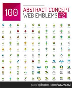 Vector abstract concept web internet logo mega set. Mega collection of 100 vector abstract concept web internet logo icons