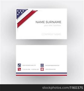Vector Abstract Corner with American flag. Business card