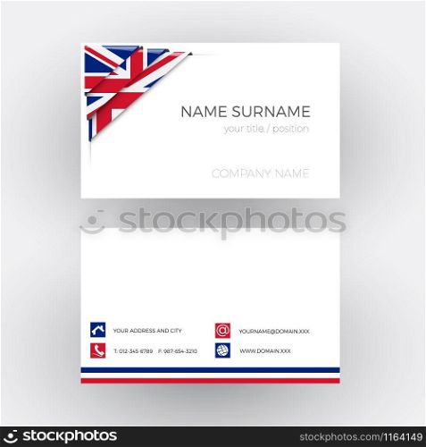 Vector Abstract Corner with British flag. Business card