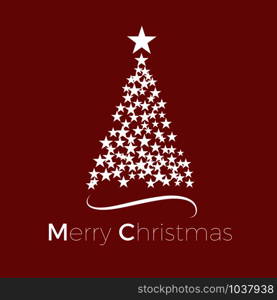 Vector Abstract cover Christmas Tree, with text on red background