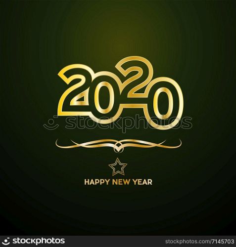 Vector Abstract cover Golden text 2020 on green background