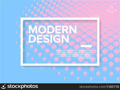 Vector abstract cover header template with sample text and abstract pink blue background . Vector flyer cover template