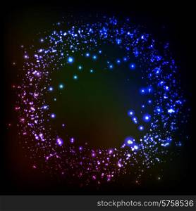 Vector Abstract dark background with color light frame. Abstract dark background with color light frame