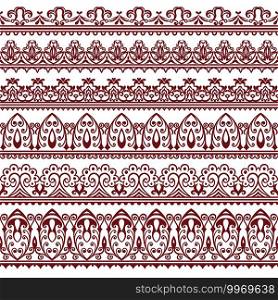 Vector abstract decorative ethnic nature ornamental illustration. Tile stripes set. Vector abstract decorative ethnic stripes