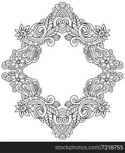 Vector abstract decorative ethnic ornamental illustration. Line art floral frame. Vector abstract decorative ethnic ornamental illustration.