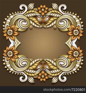 Vector abstract decorative floral ethnic ornamental illustration. Colorful frame. Vector abstract decorative floral ethnic ornamental illustration
