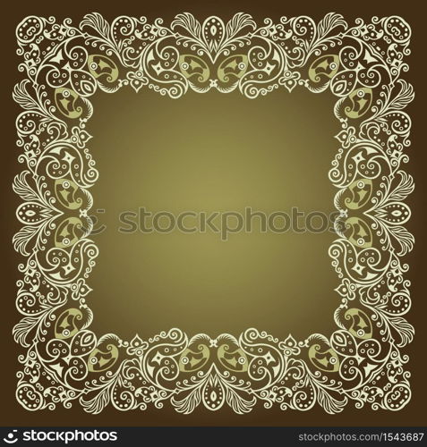 Vector abstract decorative floral ethnic ornamental illustration. Square background. Vector floral ethnic ornamental illustration