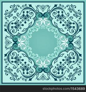 Vector abstract decorative floral ethnic ornamental illustration. Square background. Vector floral ethnic ornamental illustration