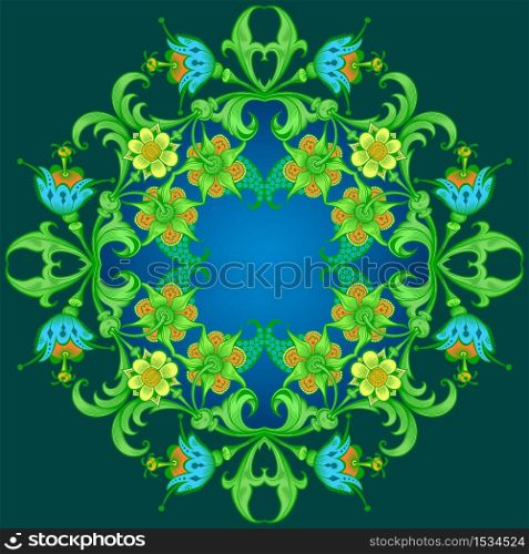 Vector abstract decorative floral ethnic ornamental illustration.. Vector floral ethnic ornamental illustration.